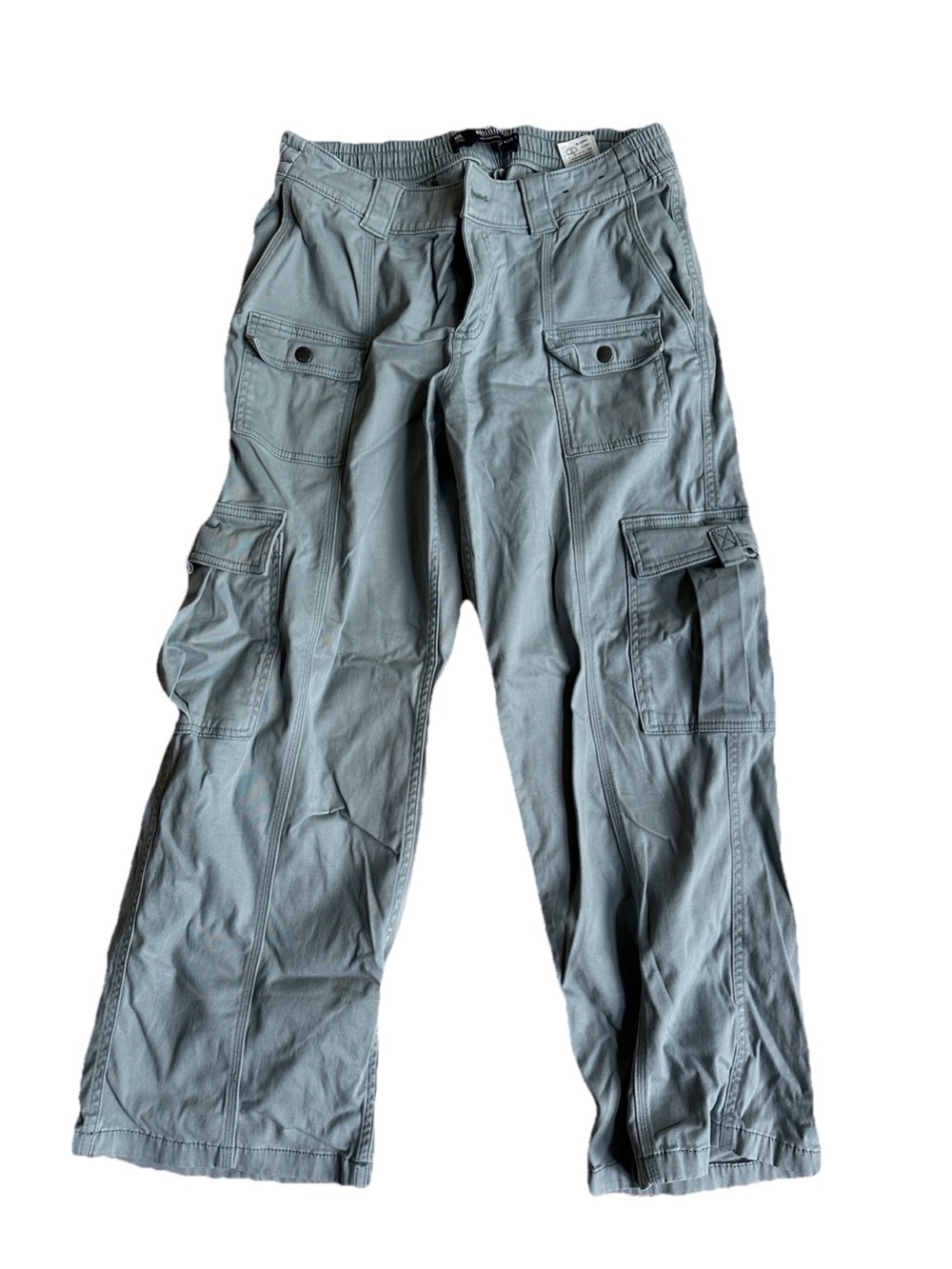 Hollister Women's Low Rise Baggy Cargo Pants Teal Green 10 Short Y2K